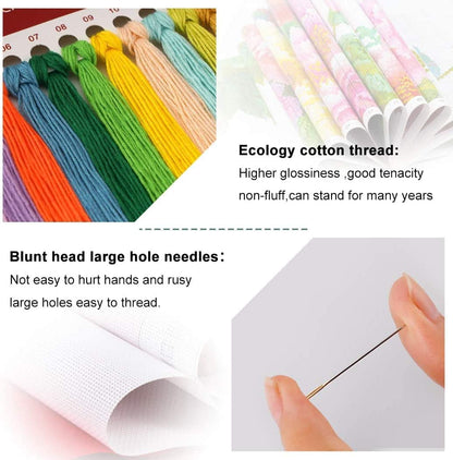 Starry Night Stamped Cross Stitch Kits - Needlepoint Counted Cross Stitch Kits for Beginner Adult Crossstitching Printed Dimensions Scenery Patterns Stitch Embroidery Kits Arts and Crafts