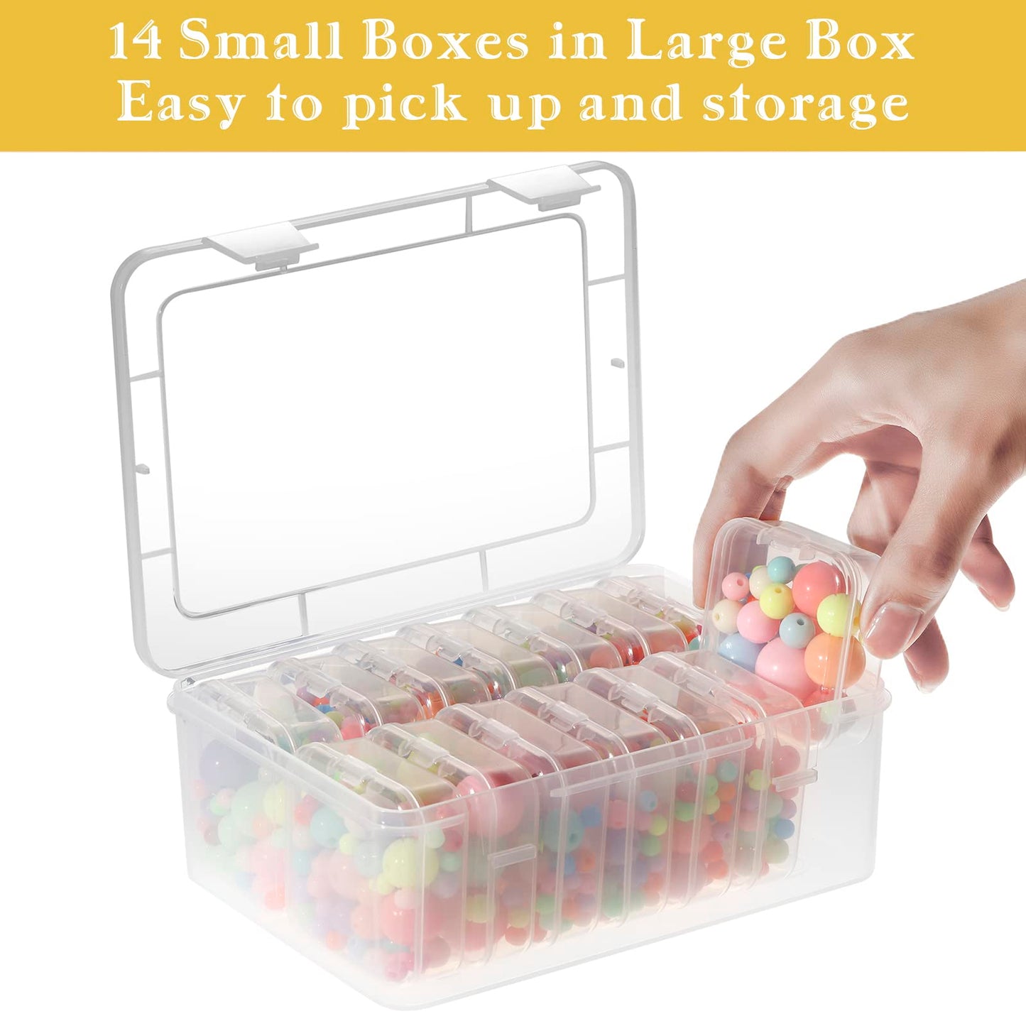 Small Bead Organizers, 15 Pieces Plastic Storage Cases Mini Clear Bead Storage Containers Transparent Boxes with Hinged Lid and Rectangle Clear Craft Supply Case