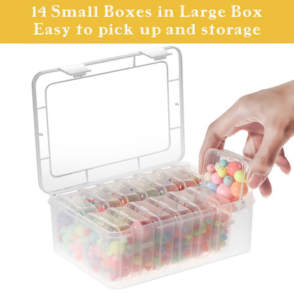 Small Bead Organizers, 15 Pieces Plastic Storage Cases Mini Clear Bead Storage Containers Transparent Boxes with Hinged Lid and Rectangle Clear Craft Supply Case