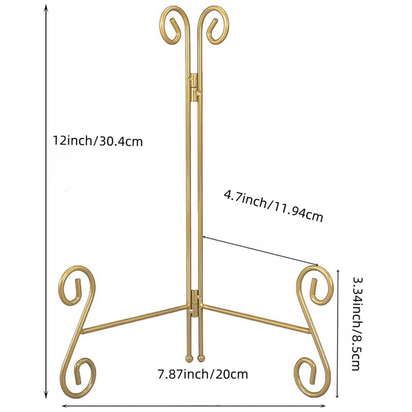 Gold Plate Stand, 12 Inch Decorative Holder for Displaying Platters, Heavy-Duty Metal Easel Stand for Picture, Photo Frame, Books and Round Objects