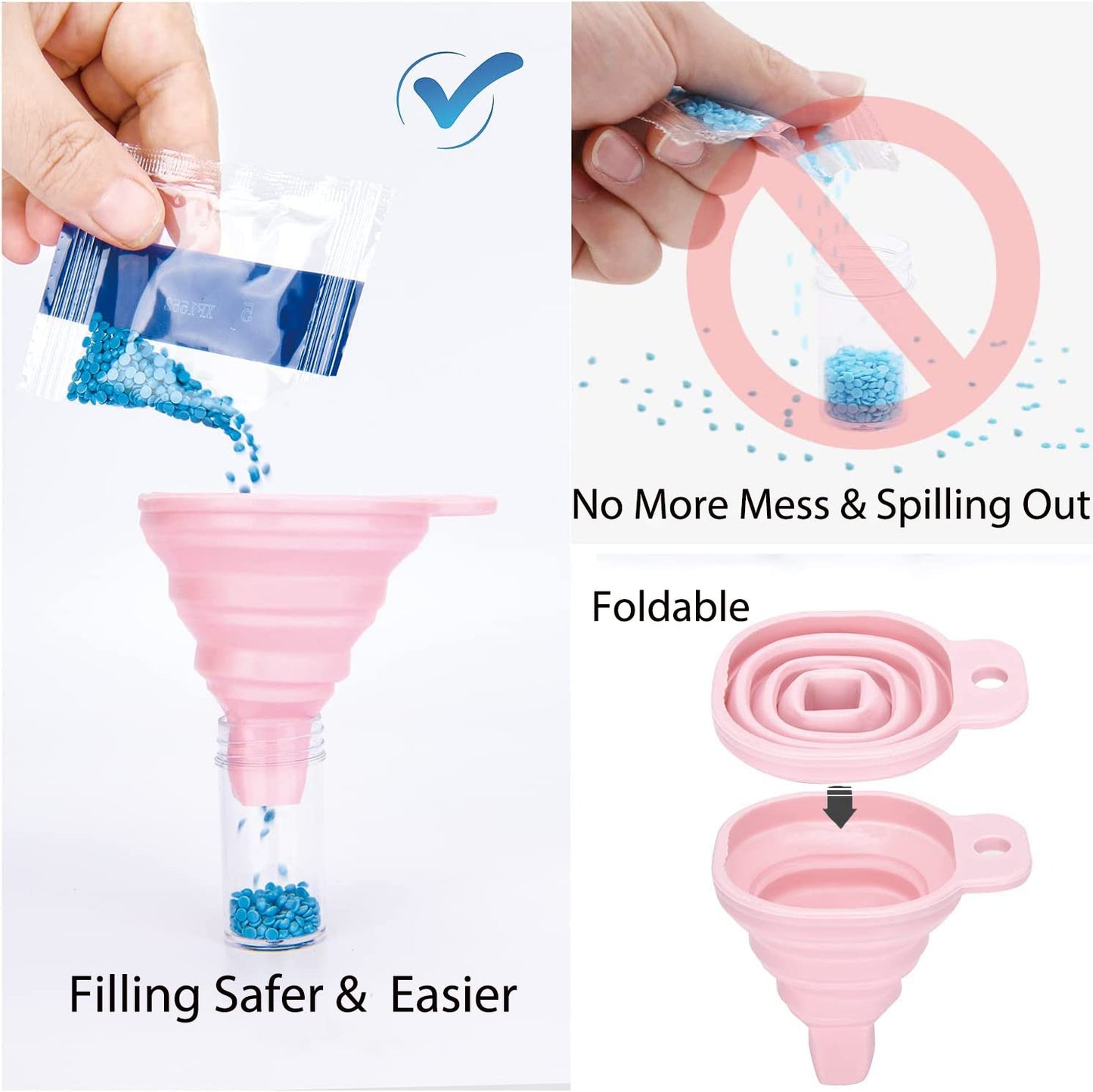 Diamond Painting Storage Containers, 60 Slots Diamond Art Accessories and Tools, Diamond Art Organizer with Diamond Painting Kits Shockproof Jars for Jewelry Beads (Pink)