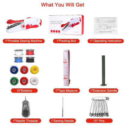Handheld Sewing Machine, Mini Portable Electric Sewing Machine for Beginners Adult, Easy to Use and Fast Stitch Suitable for Clothes,Fabrics, Cutains,DIY Home Travel
