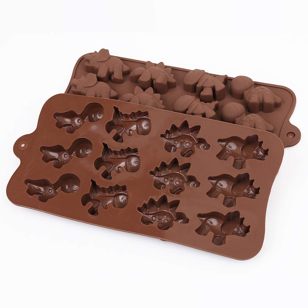 12-Cavity Dinosaur Chocolate Mold, Set of 4PCS Non Stick Silicone Dinosaur Mold for Candy Chocolate Jelly, Ice Cube