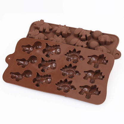 12-Cavity Dinosaur Chocolate Mold, Set of 4PCS Non Stick Silicone Dinosaur Mold for Candy Chocolate Jelly, Ice Cube