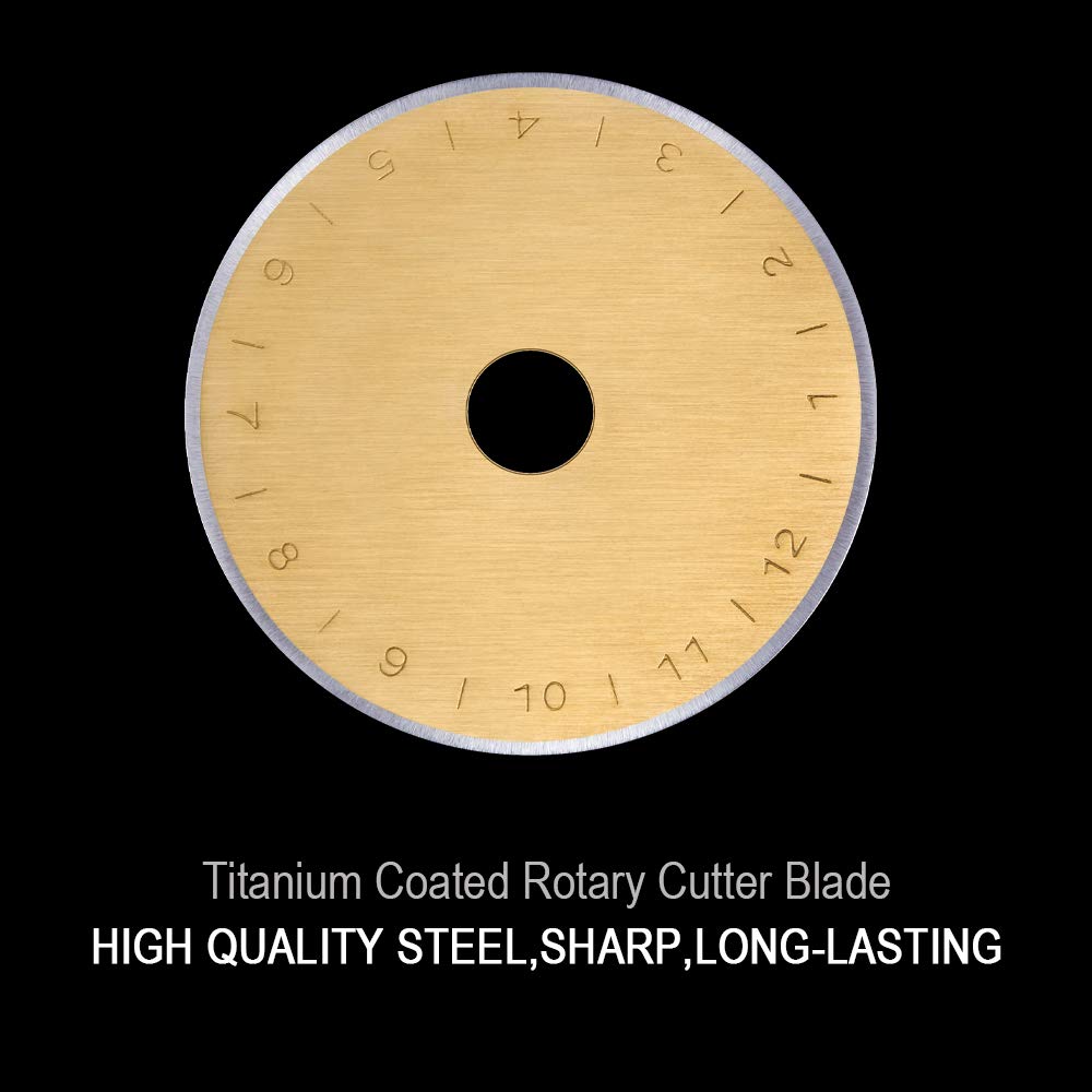 TOOLS Titanium Coated 45mm Rotary Cutter Blades 15 Pack Fits Olfa, Fiskars, Replacement Rotary Blade for Arts Crafts Quilting Scrapbooking Sewing, Sharp and Durable