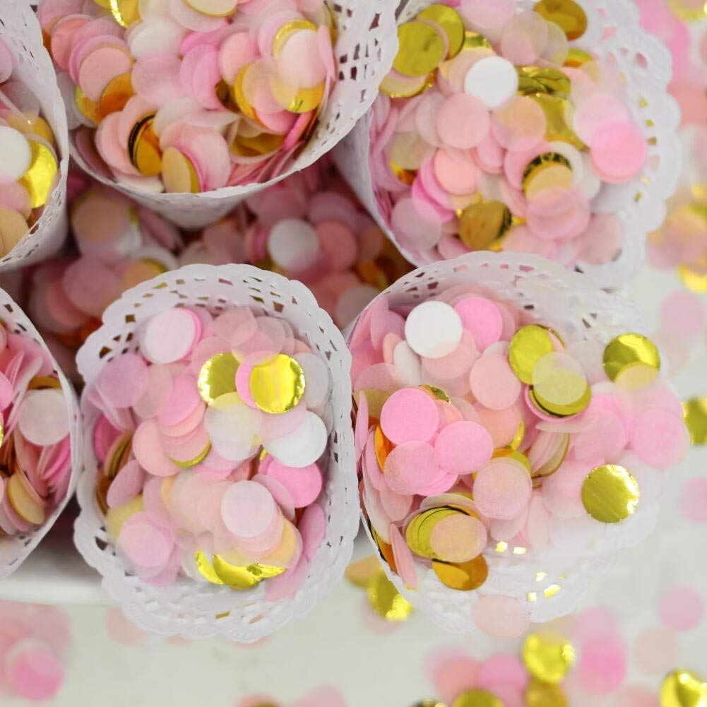 Small Circle Confetti for Party Decor 10mm - Pack of 20 Grams - Pink Gold