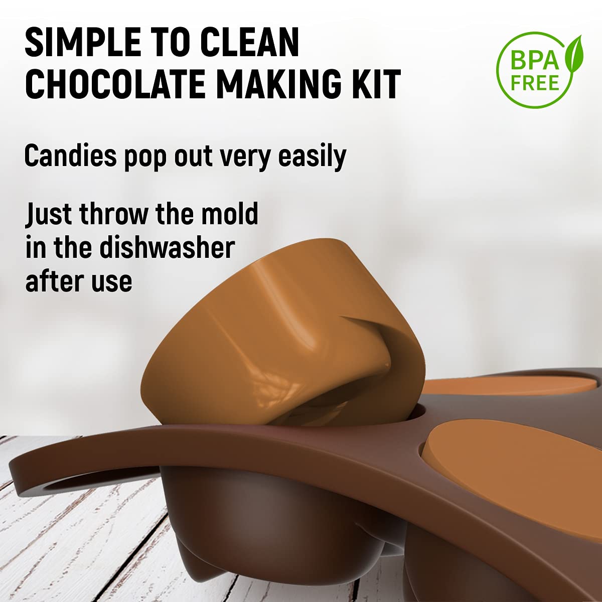 Chocolate Molds Silicone - Set of 6 (with Free Recipes eBook) - Non-Stick & Food Grade Candy Molds for Chocolate, Jelly Candies, Truffles, Bath Melts & Candles - Dishwasher Safe
