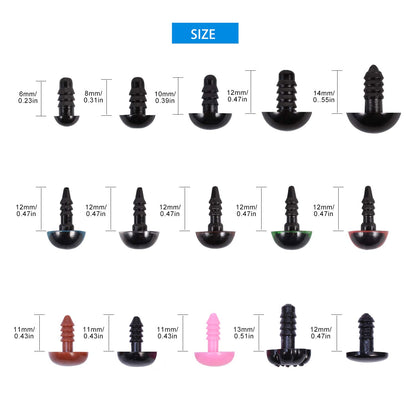 Plastic Safety Eyes and Noses with Washers 570 Pcs, Craft Doll Teddy Bear Nose for Amigurumi, Crafts, Crochet Toy Stuffed Animals (Assorted Sizes)