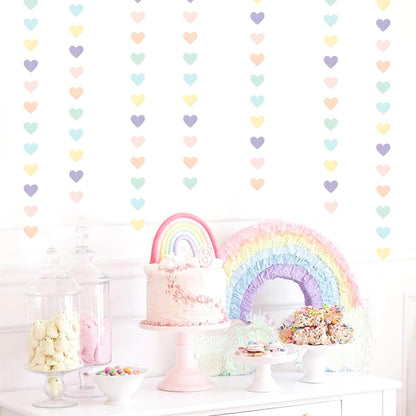Pastel Rainbow Birthday Party-Decorations Streamers - 52FT Yellow Blue Mint Pink Purple Hanging Heart Garland Banner,Baby Bridal Shower Bachelorette Engagement Backdrop Decor Hugtmr