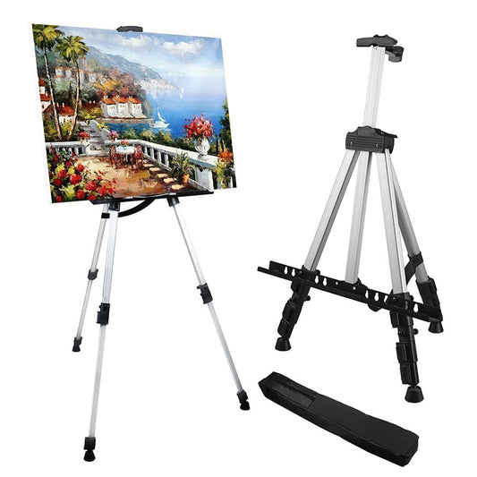 Art Easel Stand for Painting and Sign - RRFTOK Aluminum 66 Inch Metal Tripod Adjustable Portable Easels for Display - Canvas Stand for Table Top Floor Drawing for Artists Adult Holder or Teen