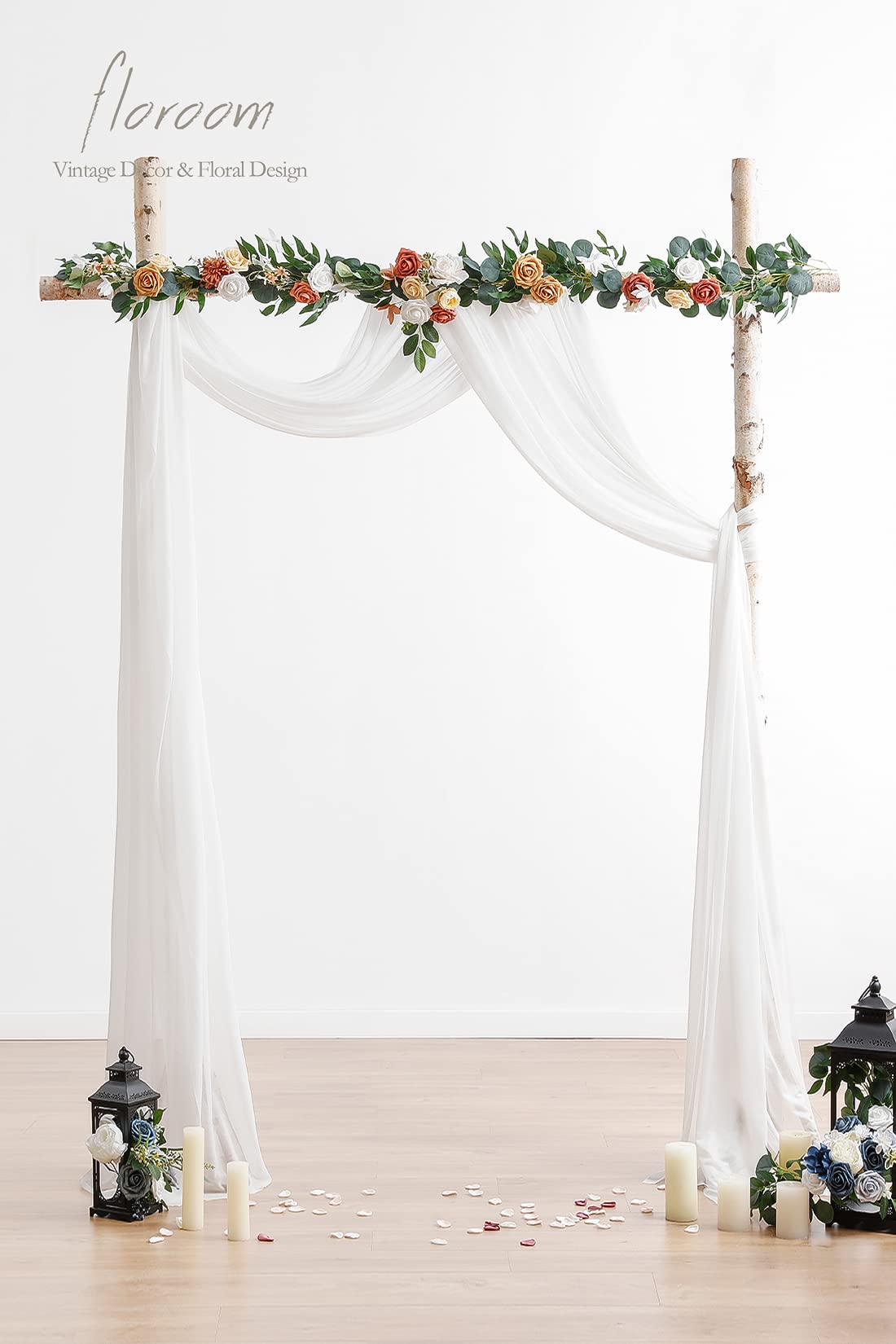 Wedding Arch Draping Fabric 2 Panels 20Ft White Chiffon Fabric Drapes Arbor Drapery Wedding Ceremony Reception Swag Decorations