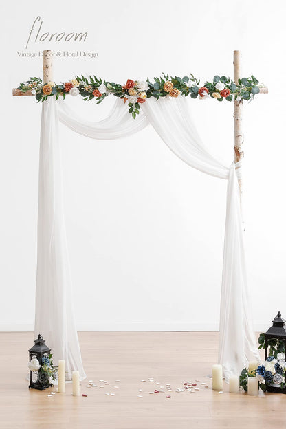 Wedding Arch Draping Fabric 2 Panels 20Ft White Chiffon Fabric Drapes Arbor Drapery Wedding Ceremony Reception Swag Decorations