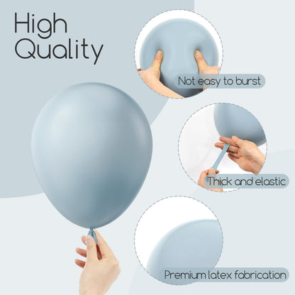 110pcs Dusty Blue Balloons, 18 12 10 5 inch Dusty Blue Balloons Different Sizes Balloon Arch Kit for Bridal Shower Gender Reveal Baby Shower Birthday Party Decorations