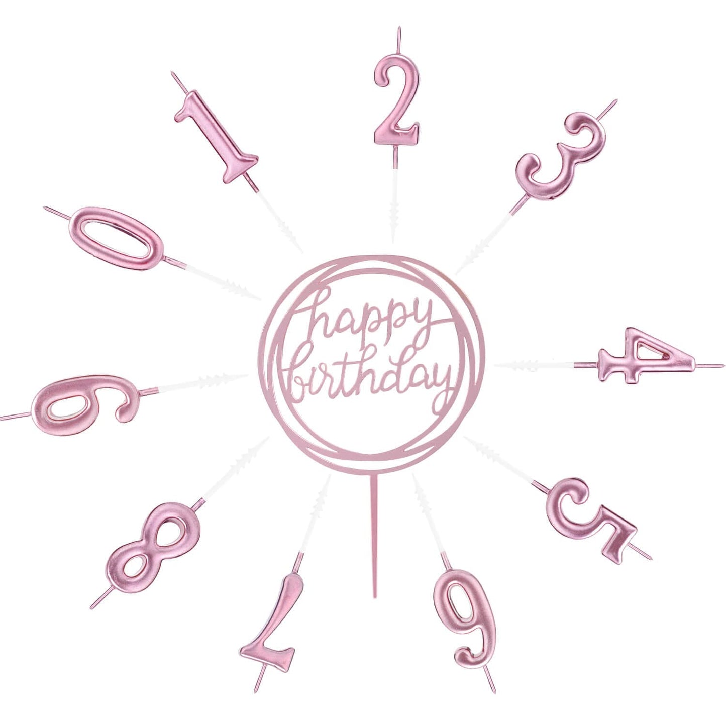 10-Piece Number Candles - Rose Gold, Glitter Cake Toppers for Wedding or Birthday Cakes