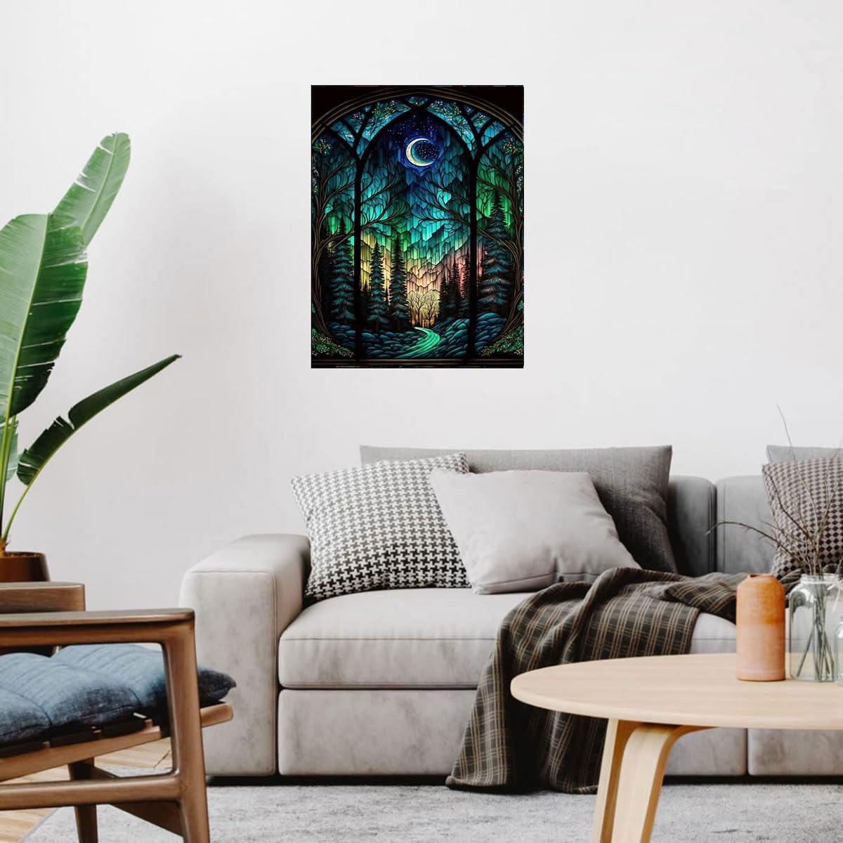 Starry Night Stamped Cross Stitch Kits - Tree Counted Cross Stitch Kits for Beginners Adults Needlepoint Moon Cross-Stitch Patterns Dimensions Needlecrafts Embroidery Kits Arts and Crafts