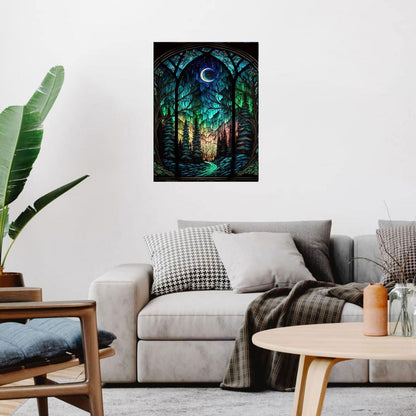 Starry Night Stamped Cross Stitch Kits - Tree Counted Cross Stitch Kits for Beginners Adults Needlepoint Moon Cross-Stitch Patterns Dimensions Needlecrafts Embroidery Kits Arts and Crafts