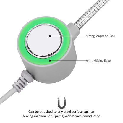 Sewing Machine Light LED Sewing Lighting (30LEDs) for Workbench Lathe Drill Press Flexible Gooseneck Arm Work Lamp with Magnetic Base 2Pcs Mounting Dics + 2 Pcs 3M Sticker