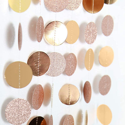 Champagne Gold Birthday Decorations Glitter Dot Garland Circle Streamers Banner Backdrop Baby Showers Bridal Showers Christmas New Year Eve Anniversaries Graduations Holiday Parties Decor