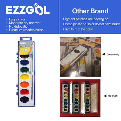 24 Count Watercolor Paints, 8 Colors, Washable, Non-Toxic, Perfect for Kids 3+