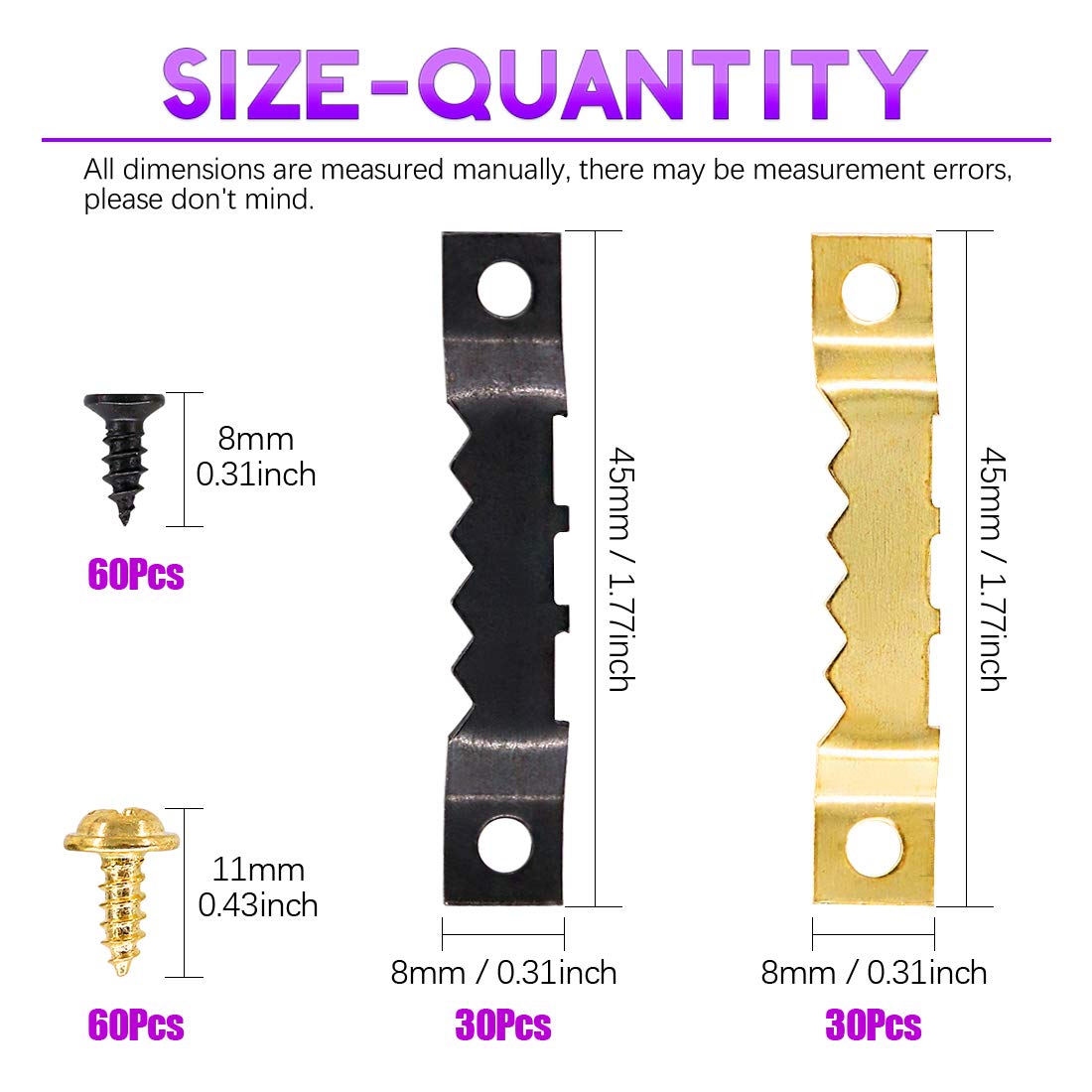 415Pcs Picture Hangers Kit with Screws, Heavy Duty Assorted Picture Hangers Assortment Kit for Picture Hanging Solutions with Transparent Box - 7 Models