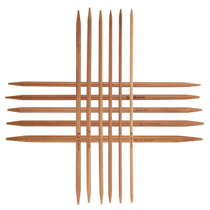 55pcs/Set Knitting Needles Kit Carbonized Bamboo Double Pointed Needles Set in 11 Sizes 13cm/5.1in (2.0mm-5.0mm)