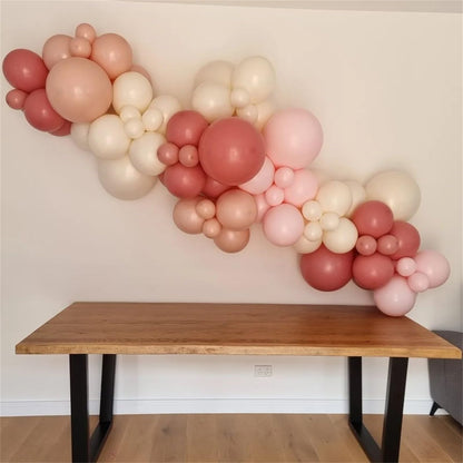 Pink Bow Balloons, 35PCS Light Pastel Pink Cream Balloon, Dusty Blush Pink Beige Balloons for Girls Women Birthday Wedding Bridal Baby Shower Boho Princess Coquette Theme Party Decorations Supplies
