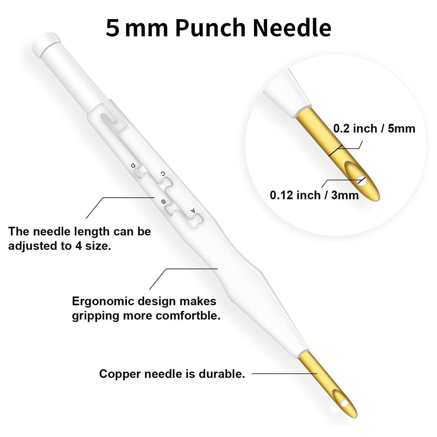 Embroidery Punch Rug Punch Beginner Kit, 2 Different Adjustable Punch Needle Tool with 9"x9" Monk's Cloth and Pita Cloth