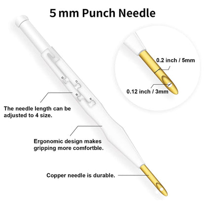 Embroidery Punch Rug Punch Beginner Kit, 2 Different Adjustable Punch Needle Tool with 9"x9" Monk's Cloth and Pita Cloth