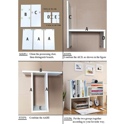 Desktop Bookshelf, Wood Adjustable Desktop Storage Organizer, Office Storage Rack, Display Shelf Rack, Desk Organizer