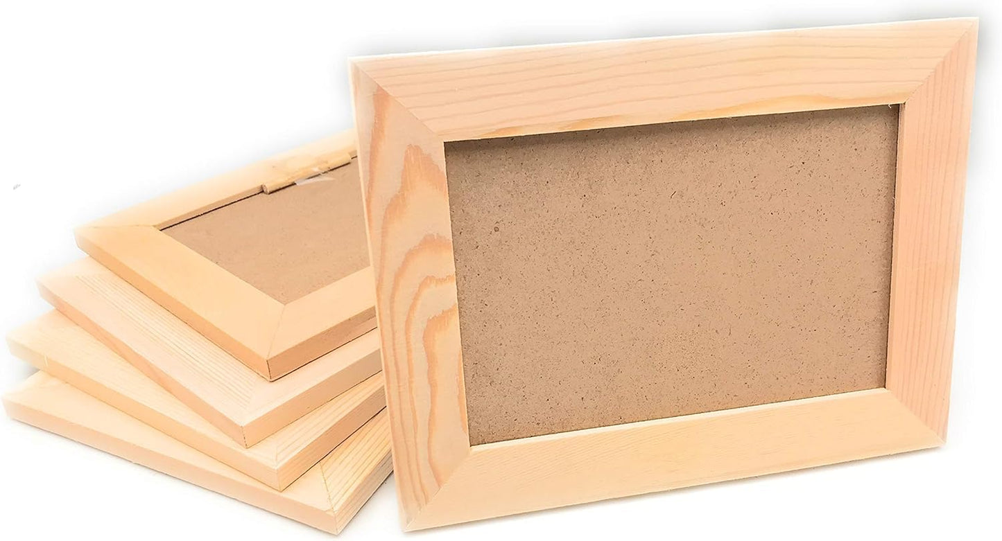 Unfinished Solid Wood Picture Frames for Arts Crafts, DIY Painting Project Stand or Hang on The Wall 6x8 Frame Size Holds 6x4 Pictures for Kids Craft Birthday, School projects (8)