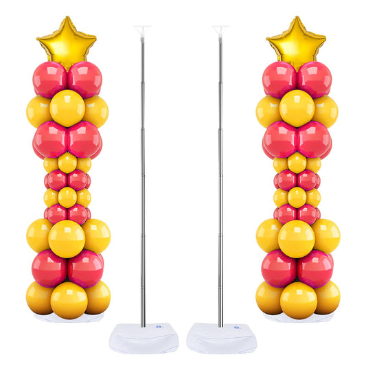 Balloon Column Stand Set of 2, 6.6ft Balloon Arch Stand Adjustable Balloon Column kit with Base Telescopic for Baby Shower Wedding Birthday Graduation Party Decorations (2)
