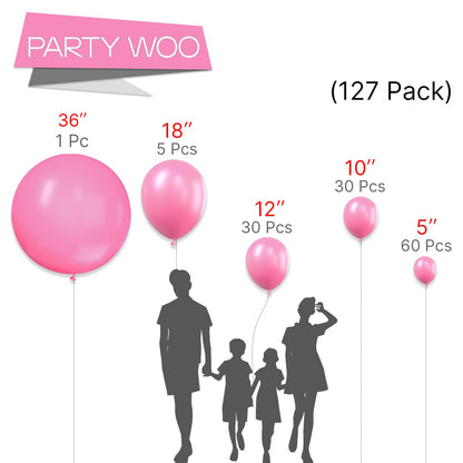 Pink Balloons 127 pcs Different Sizes of 36 18 12 10 5 Inch Matte Pink Balloon Arch Kit Garland for Baby Shower Valentine's Day Princess Bachelorette Birthday Party Decorations Pink-Y11