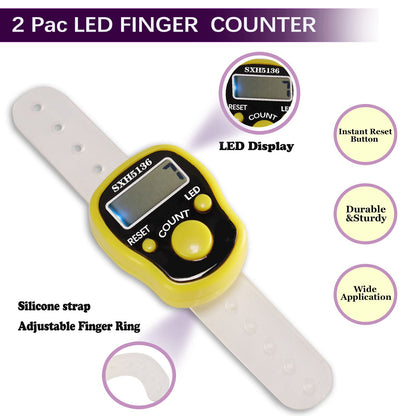 Counters 2 Pcs LED Digital Row Counter and Stitch Markers 50 Pcs Crochet Stitch Markers for Knitting Sewing Stitching Weaving, Muslim Pray, Recording Sports Scoring, Lap Counting by ILouxNei