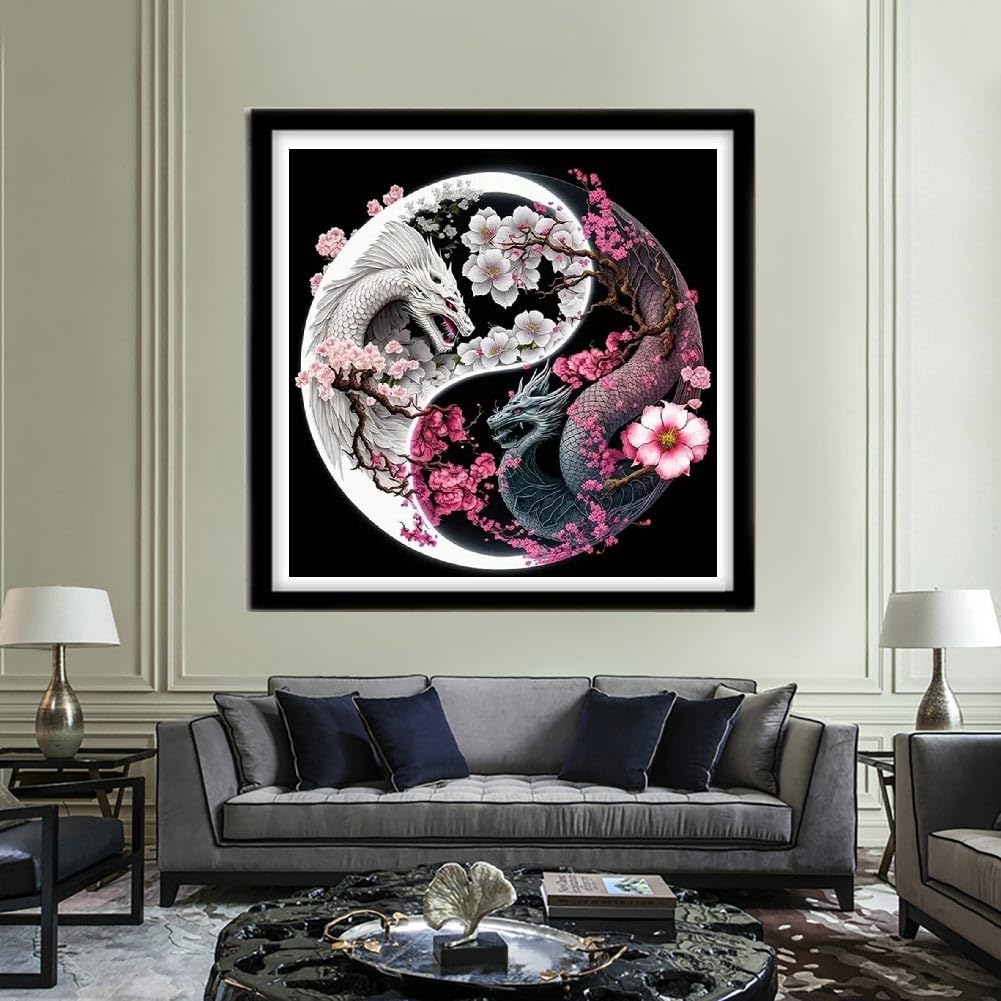 Dragon Stamped Cross Stitch Kits for Beginner, Needlepoint Counted Cross Stitch Kits for Adults, 11 CT Patterns Dimensions Counted Cross Stitch Kits Arts Craft Kits 14x14in (Without Frame)