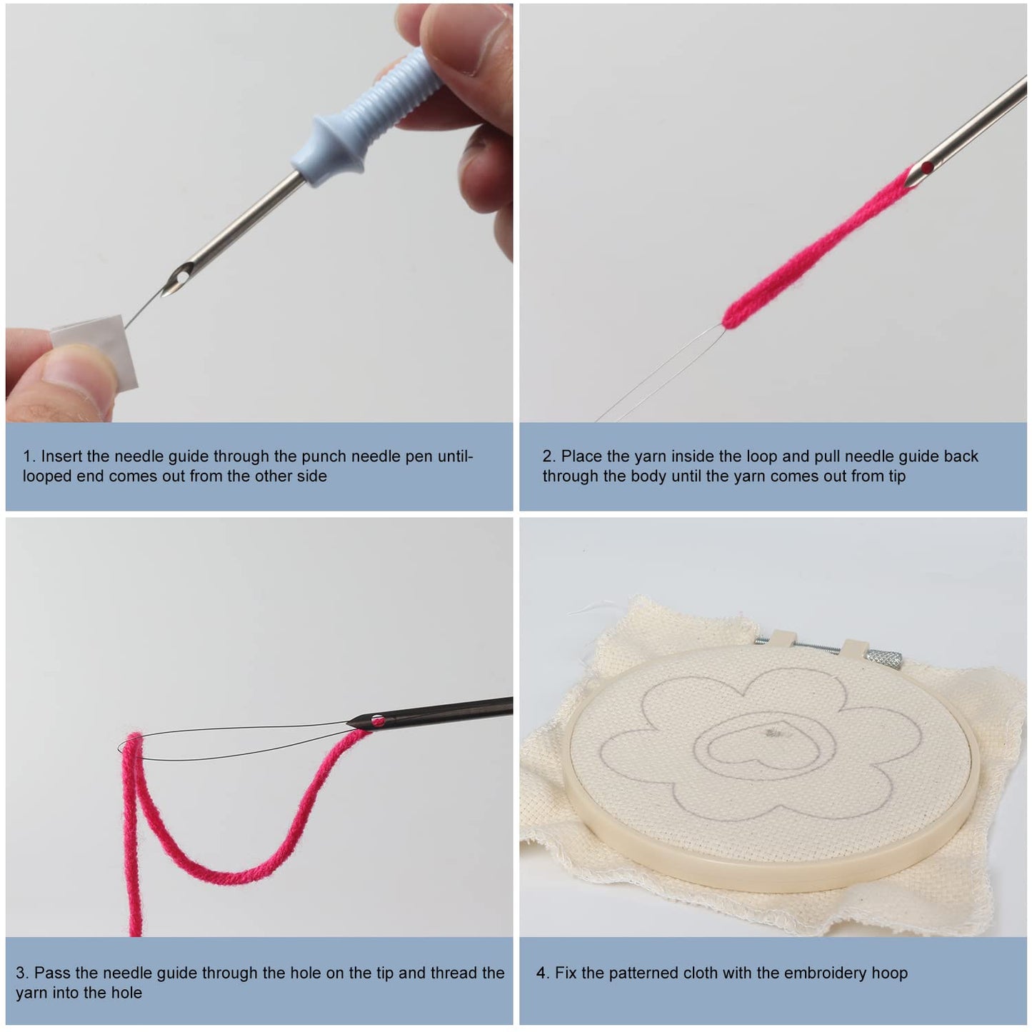 Punch Needle Coaster Kit 21 Pcs Easy Punch Needle Coasters Kits for Adults Beginners 6 Pattern Tufted Rug Pads with Adhesive Felt Yarns Embroidery Hoop Instruction DIY Needle Punch Craft