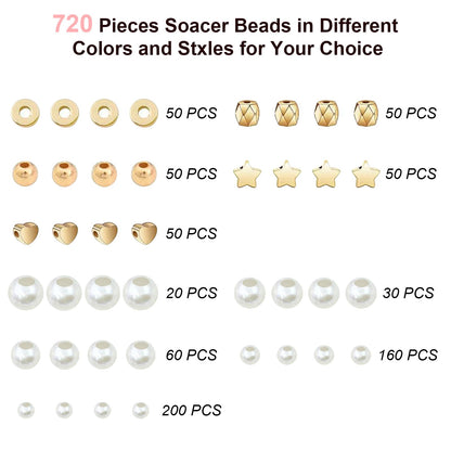 750Pcs Beads for Bracelets Making Kit DIY Pearl Beads for Jewelry Making Kit for Adults Charms for Bracelets String Crystal Beads for Bracelets Making Kit Jewelry Making Supplies
