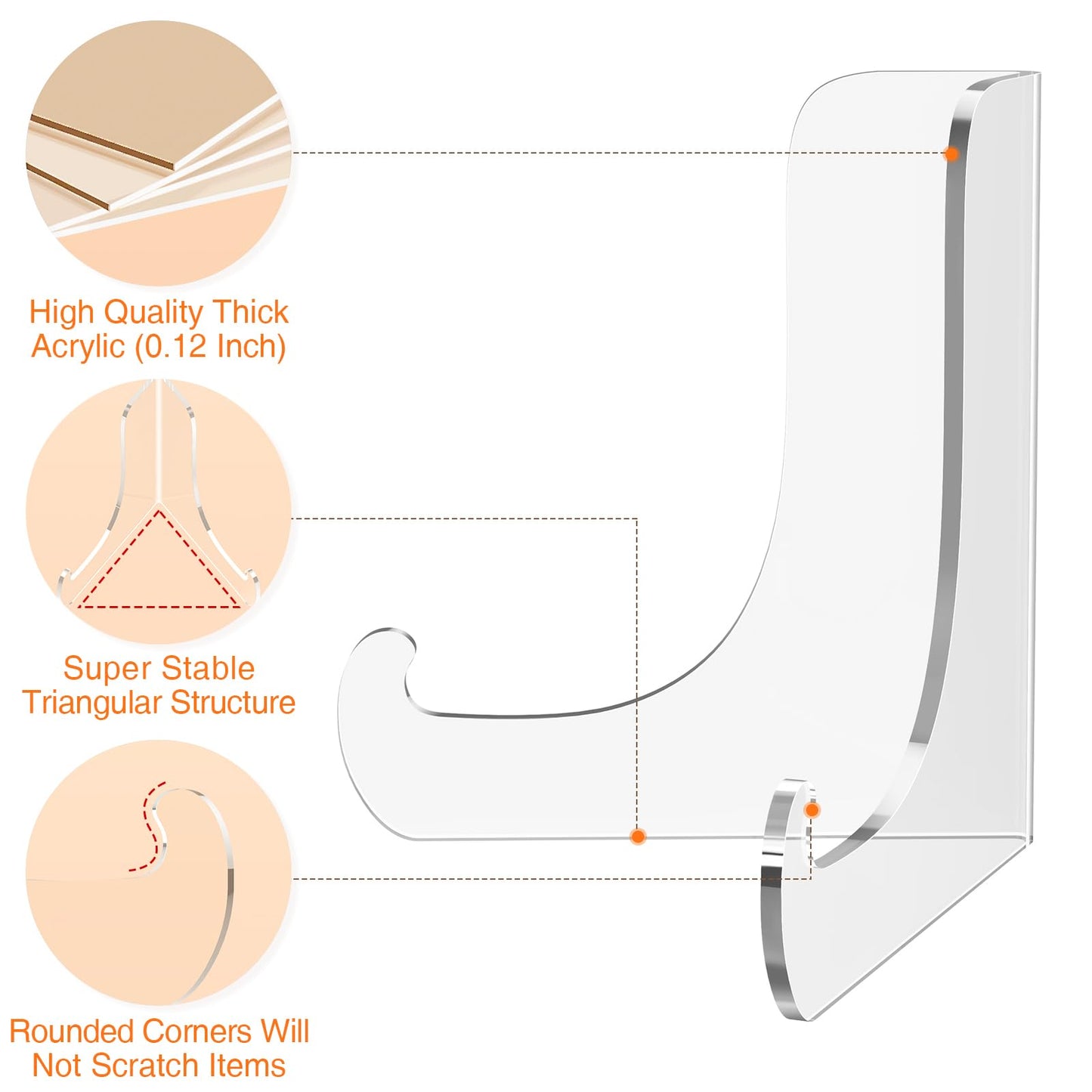 5 Pack Acrylic Display Stand, Plate Stand for Display, Clear Easel Stand, Display Holder for Card, Frame, Picture, Magazine, Book, CD, Phone (Small/ 3 Inch)
