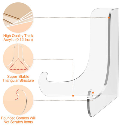 5 Pack Acrylic Display Stand, Plate Stand for Display, Clear Easel Stand, Display Holder for Card, Frame, Picture, Magazine, Book, CD, Phone (Small/ 3 Inch)