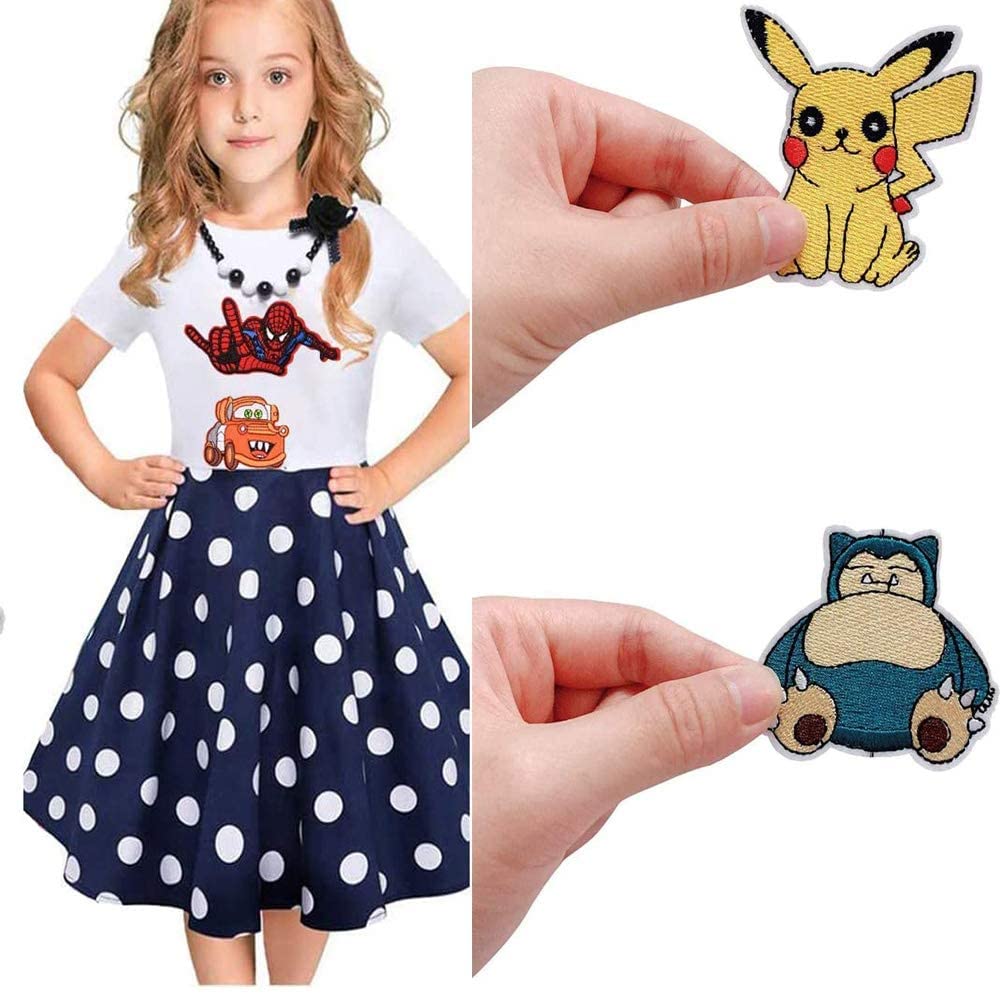 18 Pieces Anime Patches Embroidered Applique Patches,Sew on Iron on Patches Fabric Repair Patch for Kids Adult Clothes Jeans Jackets Hats Shoes Backpacks