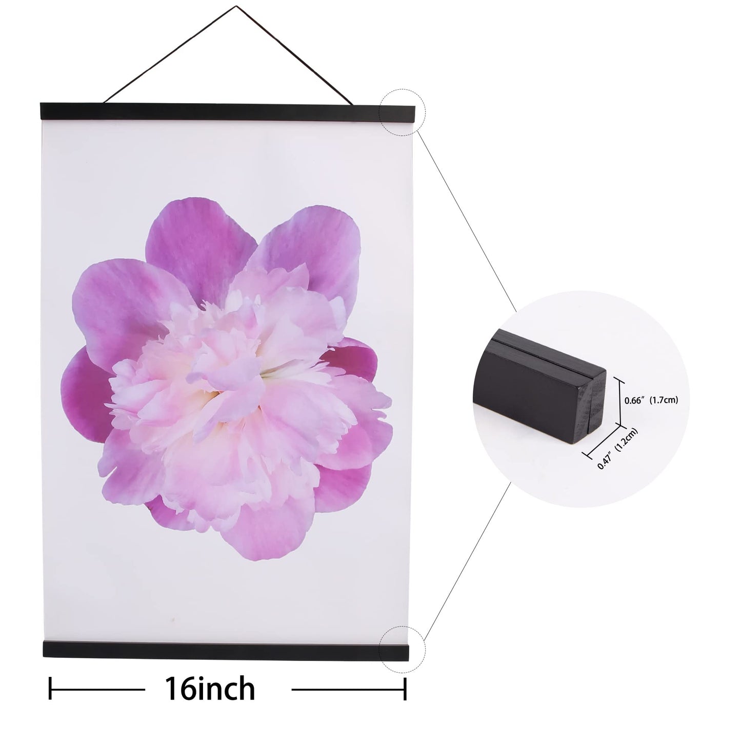 Magnetic Poster Hanger Frame, 16x24 16x22 16x20 Poster Frame, 16 Inch Wide Magnetic Hanger Picture Frame,Black,1Pack