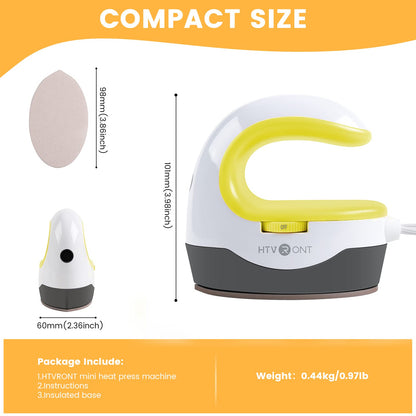 Heat Press Mini Heat Press Machine, Small Heat Press Portable Iron Press Machine for T Shirts, Hats, Heating Transfer Projects (Yellow)
