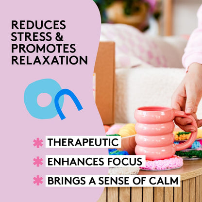 Punch Needle Kit, Set of 6 Coasters, Includes Beginner Video Tutorials and Instructions, Beginner Punch Stitch for Adults, Mug Rug Punch Needle Kit,