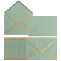 50 Pack Sage Green A7 Envelopes 5 x 7 Self-Adhesive V Flap Envelopes with Gold Border for Office, Greeting Card, Wedding, Graduation, Baby Shower, Parties, Invitations (Sage Green, 5x7)