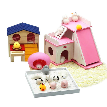 Squishy Toy 24pcs Party Favors for Kids Mochi Squishy Toy moji Kids Mini Kawaii squishies Mochi Stress Reliever Anxiety Toys Easter Basket Stuffers fillers with Storage Box