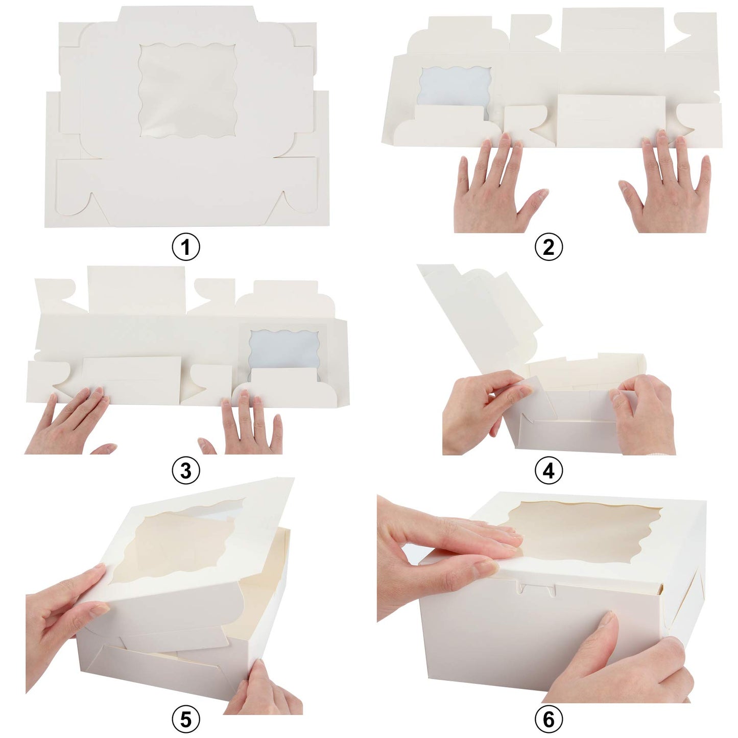 30 Pcs White Bakery Boxes with Window, 6 X 6 X 3 Inches, White Paperboard Treat Boxes for Cookies, Pastry, Cookies, Strawberries, Macarons