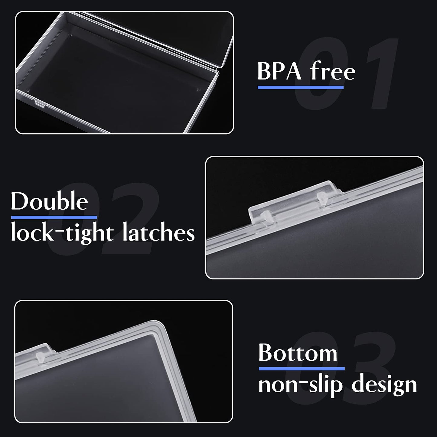 24 Pack Mixed Sizes Rectangular Mini Plastic Containers Clear Plastic Storage Boxes with Hinged Lids and Labels Empty Beads Organizers for Small Items Art Craft Jewelry Projects