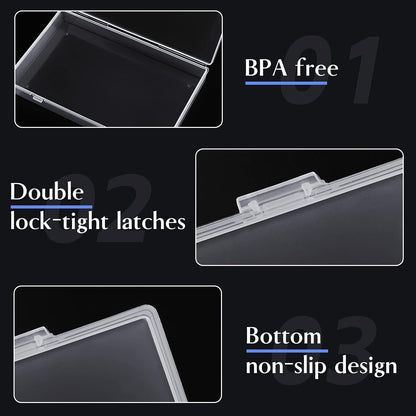 24 Pack Mixed Sizes Rectangular Mini Plastic Containers Clear Plastic Storage Boxes with Hinged Lids and Labels Empty Beads Organizers for Small Items Art Craft Jewelry Projects