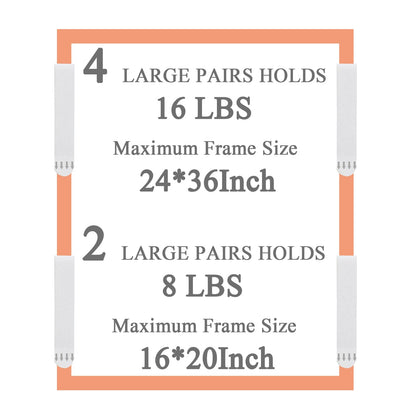 Large Picture Hanging Strips Heavy Duty, 16-Pairs(32 Strips) Sticky Picture Hangers for Walls No Damage Wall Picture Hangers Without Nails Refill Adhesive Poster Strips