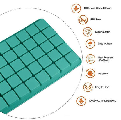2 Pack 40-Cavity Square Caramel Candy Silicone Molds,Chocolate Forf Truffles, Fat Bombs Keto Snacks, Whiskey Ice Cube Tray,Grid Fondant Mould,Hard Candy Pralines Gummy Jelly Mold