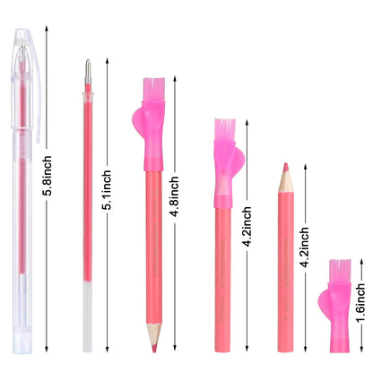 Tailors Chalk & Fabric Markers for Quilting - 10PCS Tailor's Chalk, 4PCS Heat Erasable Pens with 4 Refills, 3 PCS Sewing Fabric Pencils
